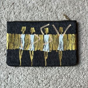 Black and Gold Pouch with Artistic Design